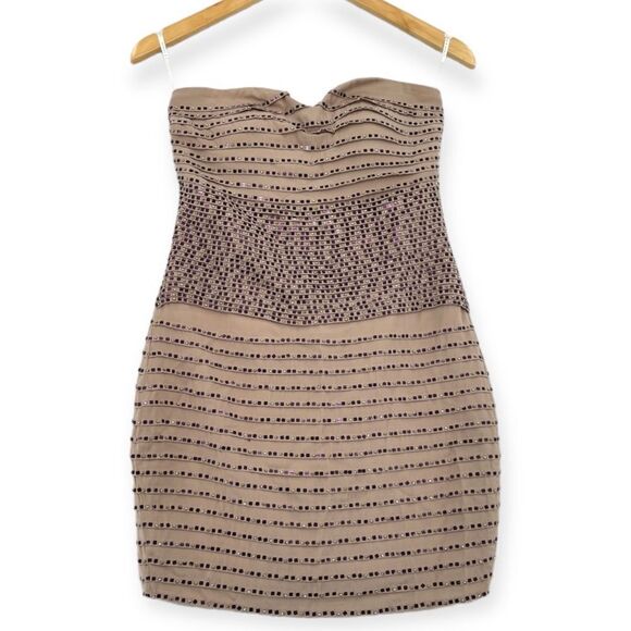 -Stella & Jamie Women's Morganite Beaded Silk Tube Dress M - Picture 2 of 11